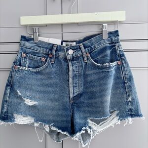 Agolde Parker Cut Off Distressed Denim Short in Clutch. Size 24.
